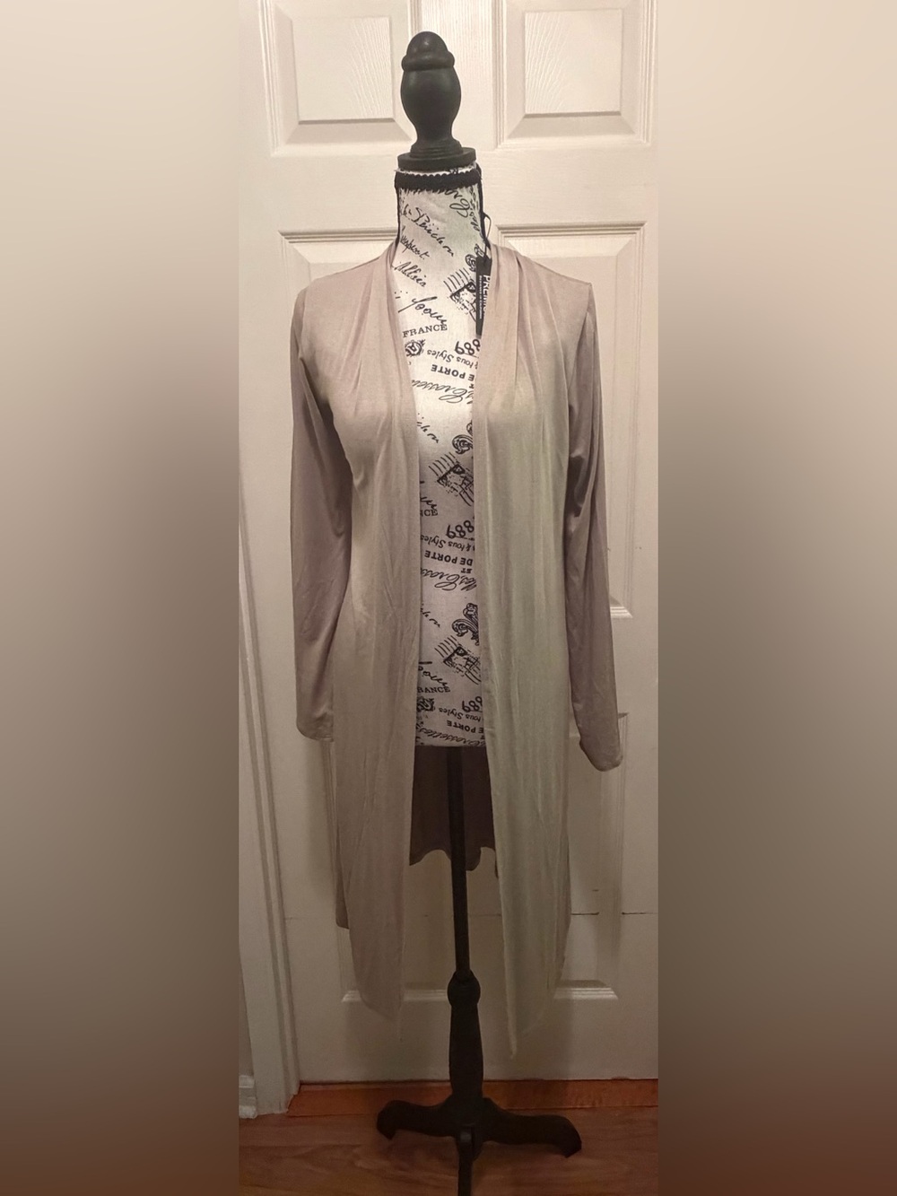 Light Taupe Open-Front Women's Sweater Cardigan